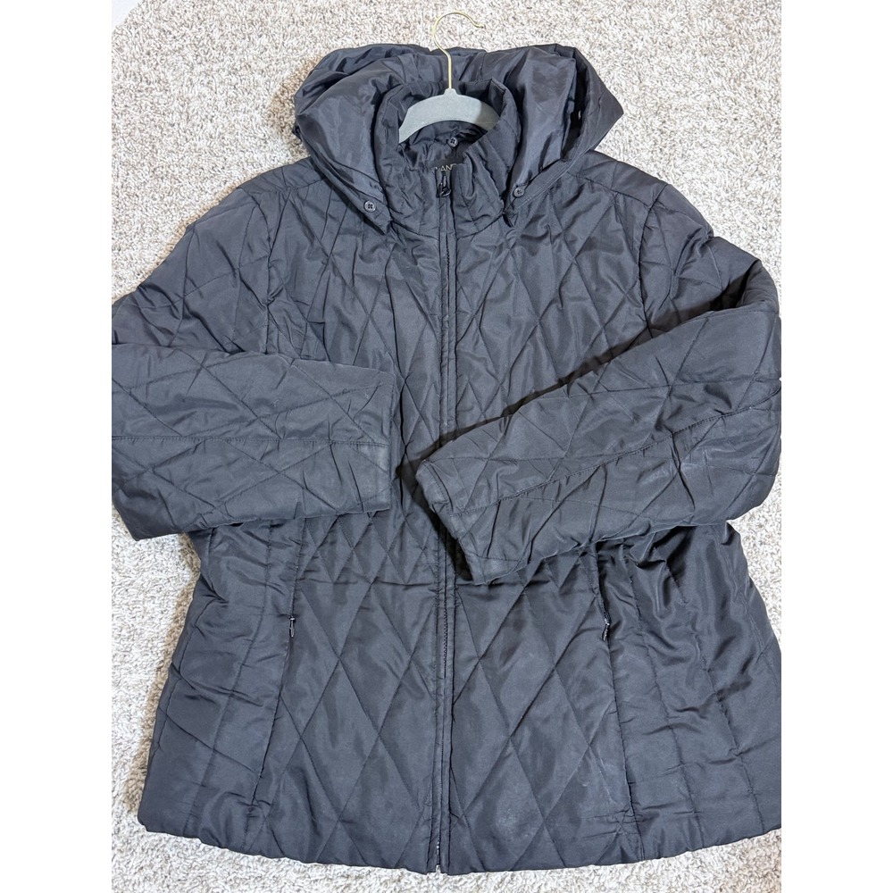 Lane Bryant Black Quilted Puffer Jacket Detachable Hood Size 14/16 Womens